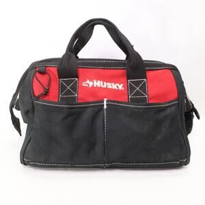Husky Tool Bag S Red Black Multi-Purpose Water-Resistant Canvas Hinged 12X8